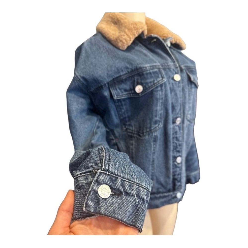 Anthropologie Pilcro Faux Sherpa Collar Denim Button Up Jean Jacket Size‎ Small - Picture 6 of 16